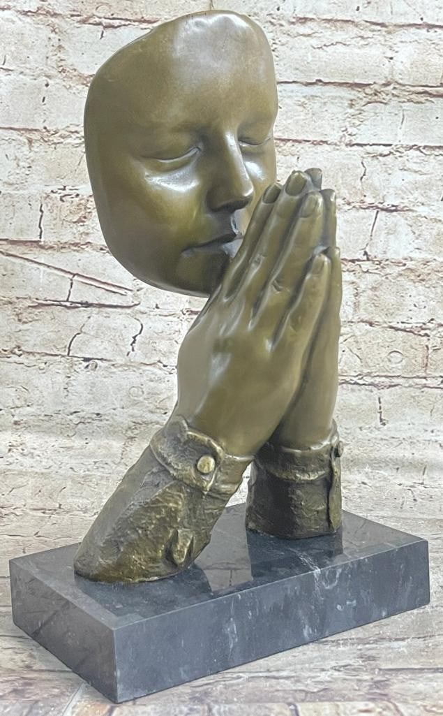 Praying Floating Face Bronze Sculpture Inspired by Salvador Dali - 13'' x 8.5'' (1 of 7)