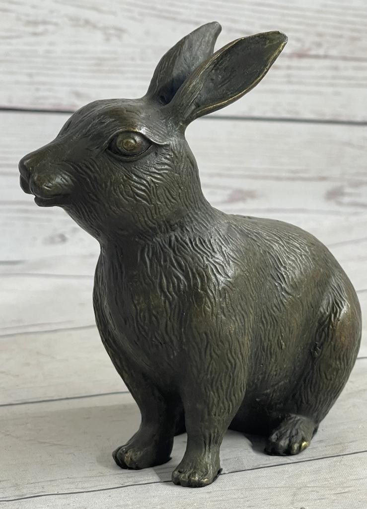 Original Bronze Bunny Sculpture - 6'' x 6'': Original Bronze Bunny Sculpture - 6" x 6" This cute bunny looks up with the sweetest look and taking a brake from a long day. This little rabbit is the perfect touch of decor for a sweet and lov