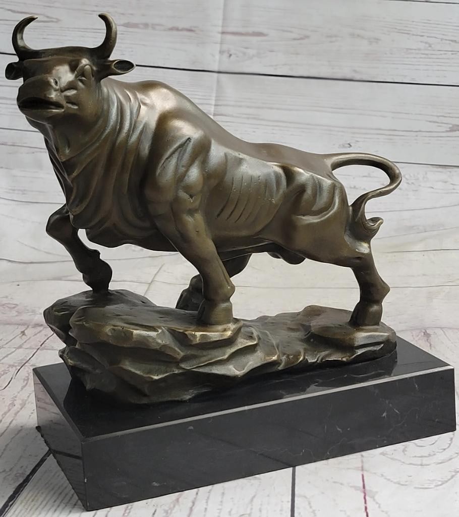 Fierce Bull Original Bronze Sculpture On Marble Base - 10'' x 11'': Fierce Bull Original Bronze Sculpture On Marble Base - 10" x 11" Prepare to be captivated by the sheer power and elegance of this bronze sculpture. As he starts in a gentle trot, this magnificen