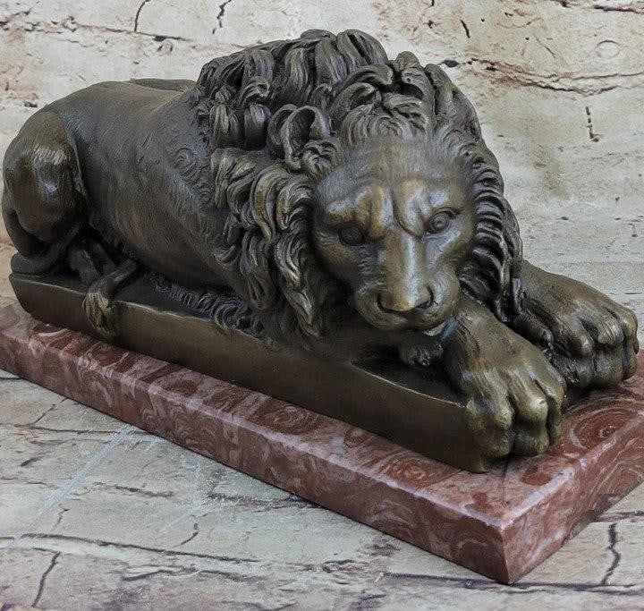 Resting King of the Jungle Bronze Statue - 7'' x 12.5''