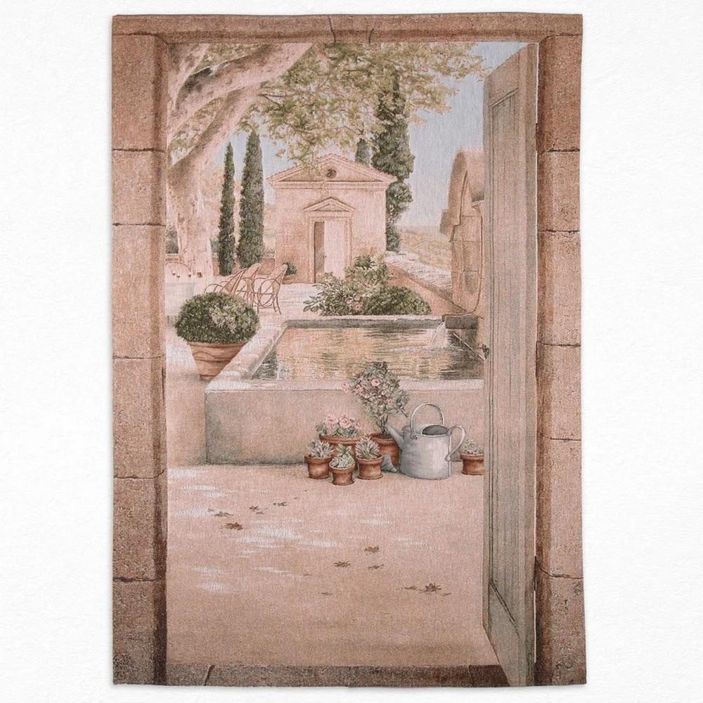 Provencal Landscape Tapestry Terrace View with Lavender Fields: Provencal Landscape Tapestry Terrace View with Lavender Fields Immerse yourself in the serene beauty of Provence with our stunning Provencal Landscape Tapestry. This captivating piece transports you t