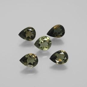 2ct Pear Cut Earth Green Kornerupines: 2ct Pear Cut Earth Green Kornerupines This lot contains 5 pear cut Kornerupine stones, each at 0.45ct Raw Dimension: 5.9 x 4.5 x 2.6mm Total Carat Weight: 2.23ct Treated: No Please view photos for fur