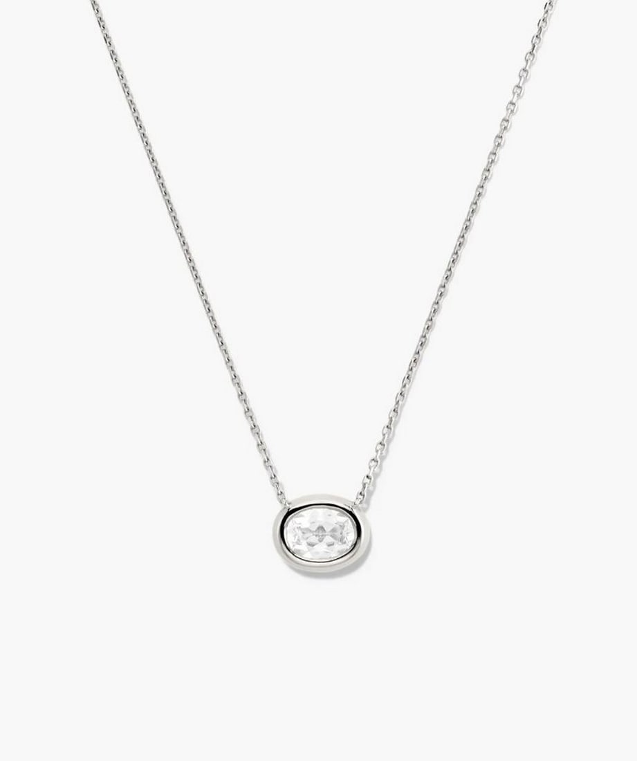 Sterling Silver Lab-Grown Sapphire Oval Necklace: Sterling Silver Lab-Grown Sapphire Oval Necklace A simple and refined sterling silver chain featuring an oval-cut lab-grown sapphire as the focal point. Designed to be lightweight and versatile, it