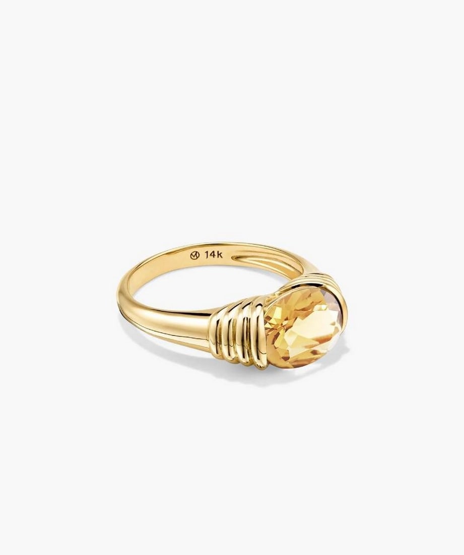 14k Yellow Gold Honey Quartz Ring: 14k Yellow Gold Honey Quartz Ring A timeless gemstone ring crafted in 14k yellow gold, featuring a warm honey quartz stone. The polished band complements the 10 x 8 mm honey quartz, creating a