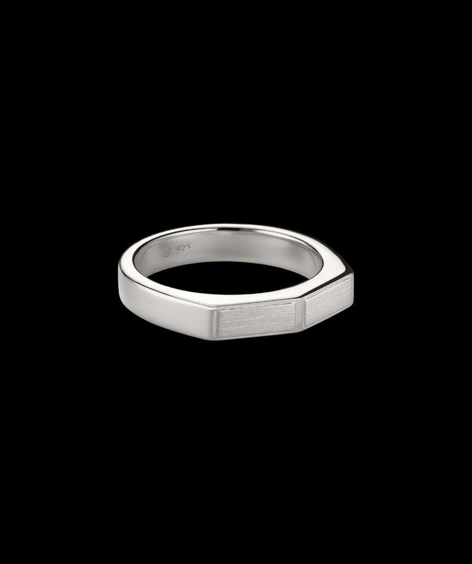 Sterling Silver Faceted Signet Ring: Sterling Silver Faceted Signet Ring Clean edges, defined peak. This rectangular signet ring features a faceted design that adds dimension and elevates your style. Hypoallergenic, strong, and highly