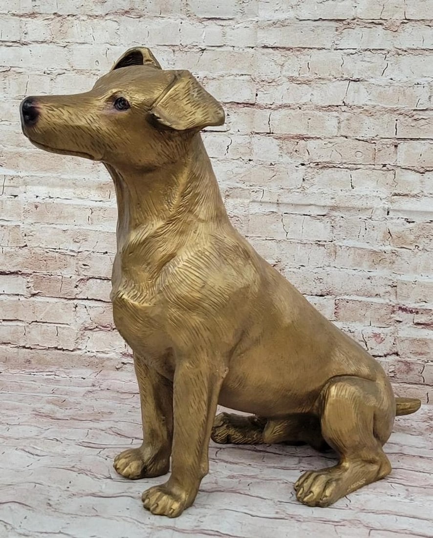 Jack Russell Terrier Life Size Original Bronze Sculpture Signed by J. Moigniez - 19" x 25": Jack Russell Terrier Life Size Original Bronze Sculpture Signed by J. Moigniez - 19" x 25" Discover the delightful charm of the Jack Russell Terrier with this exquisite bronze sculpture, a hea