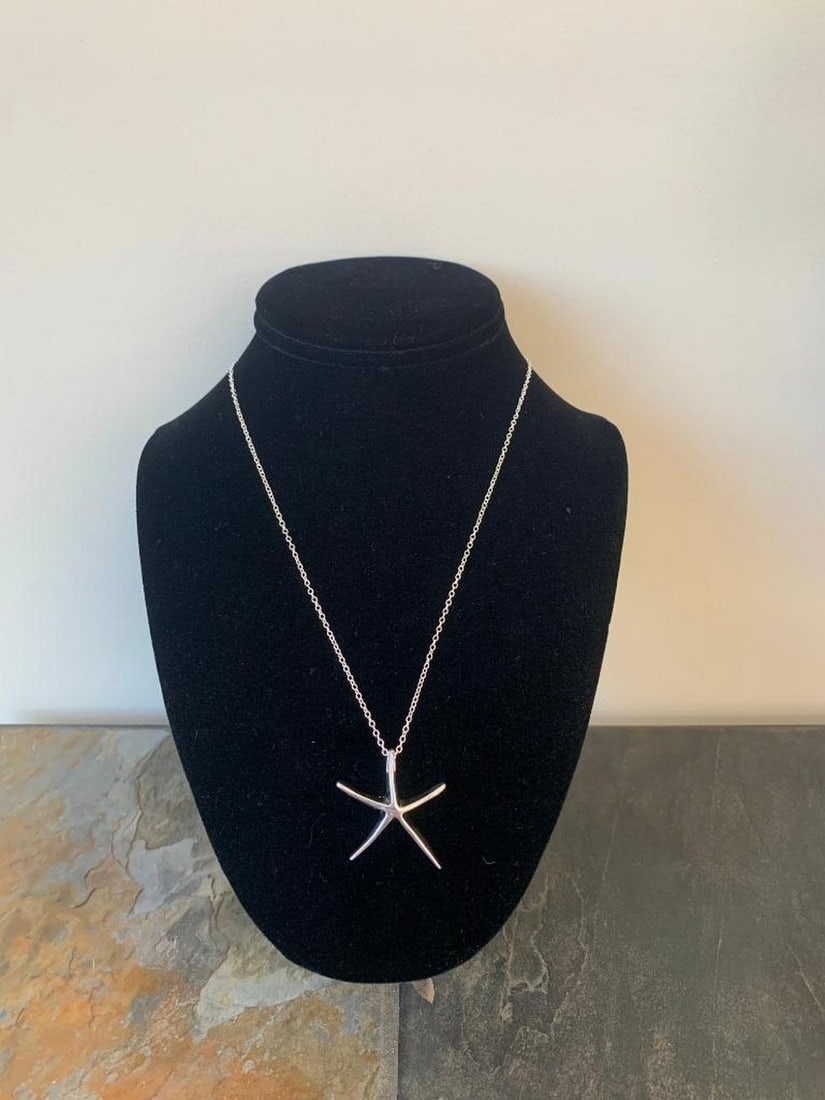 Ocean Sparkle Silver Starfish Pendant Necklace: Ocean Sparkle Silver Starfish Pendant Necklace Bring a touch of the sea to your jewelry collection with this silver starfish pendant necklace. The intricately crafted starfish features a polished fini