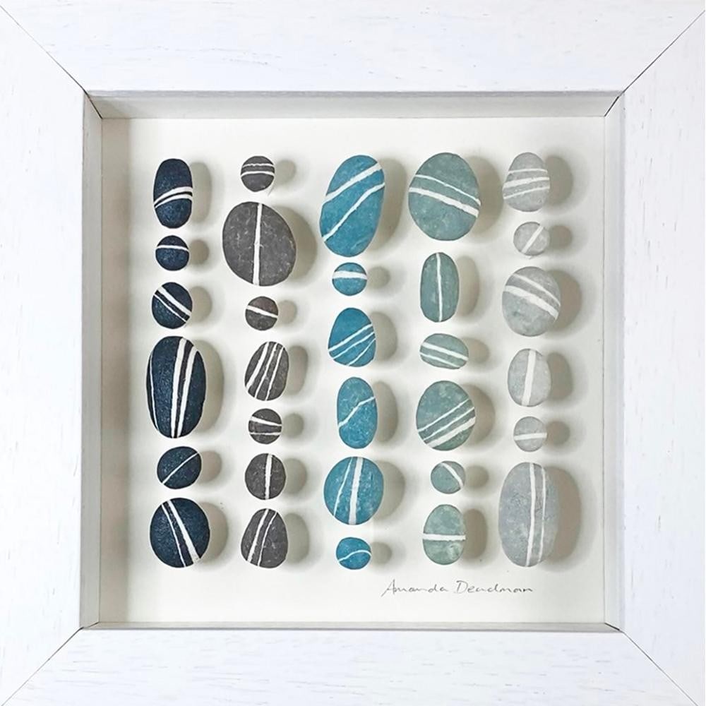Shoreline 1' Pebble Wall Art by Amanda Deadman: Shoreline 1' Pebble Wall Art by Amanda Deadman This framed artwork features a beautifully arranged collection of hand-moulded pebbles, each individually shaped and coloured in soft, natural tones. The