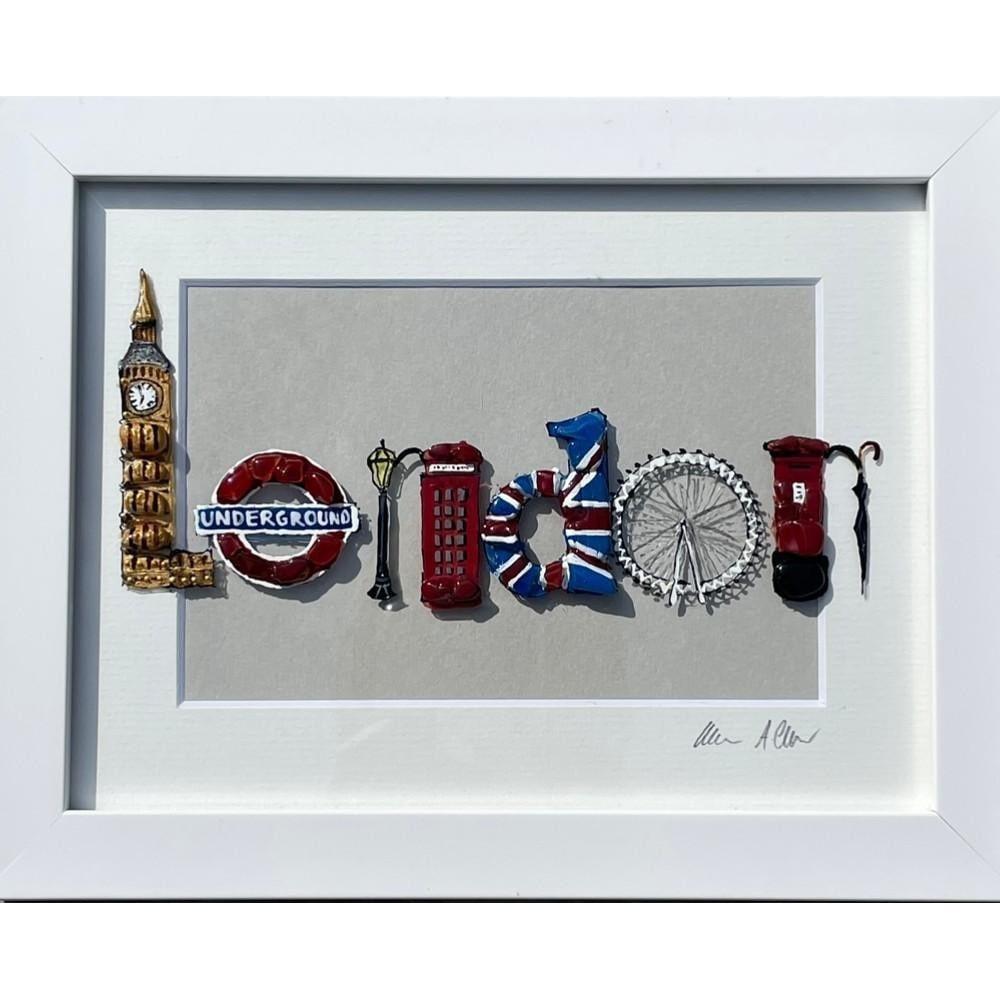 London' Handcrafted Sea Glass Wall Art by Sea on Glass: 'London' Handcrafted Sea Glass Wall Art by Sea on Glass This framed artwork features a detailed depiction of London, created entirely from hand-collected sea glass. Each fragment has been carefully ar