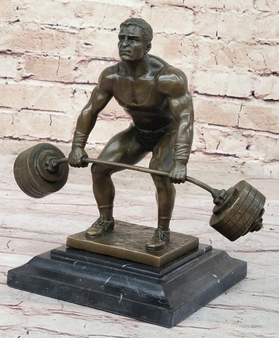 Powerlifter Performing Deadlift Original Bronze Statue - 8.5" x 11": Powerlifter Performing Deadlift Original Bronze Statue - 8.5" x 11" Celebrate the strength of weightlifters with this remarkable bronze sculpture capturing the essence of the sport. Crafted wi