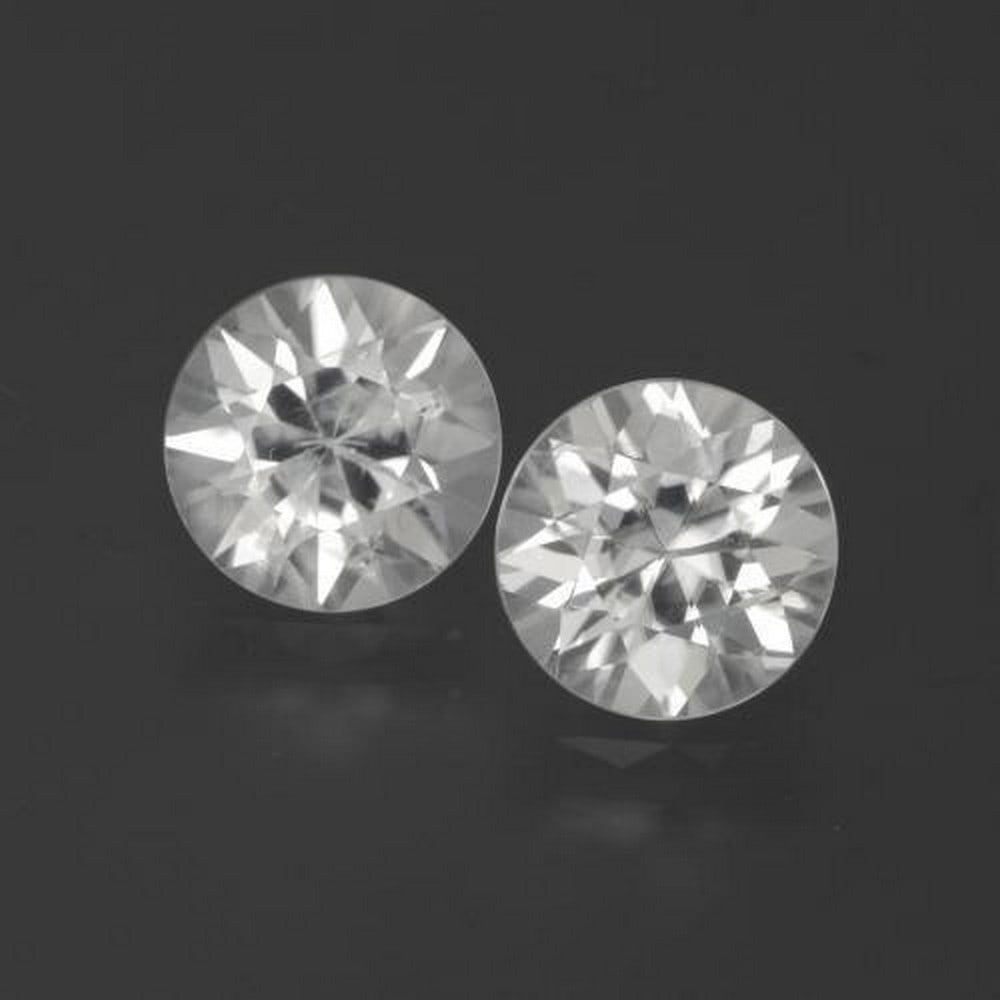 4.74ct Natural White Zircon Gems, Round, VS (Pair) (1 of 3)