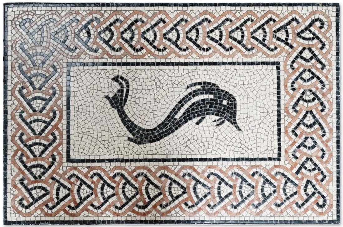 Dolphin in Motion: Geometric Border Mosaic (1 of 5)