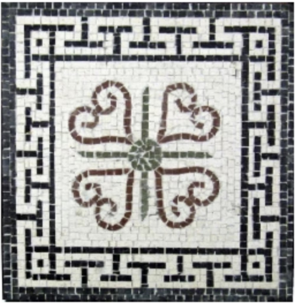 Geometric Frieze Mosaic: Geometric Frieze Mosaic The Geometric Frieze Mosaic is apart of a wide collection of Geometric Mosaics. This masterpiece is an entirely handmade mosaic reproduction created using the techniques of anc