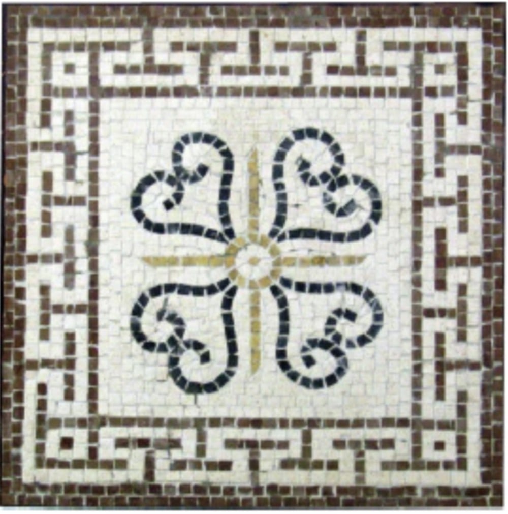 Geometric Frieze Mosaic: Geometric Frieze Mosaic The Geometric Frieze Mosaic is apart of a wide collection of Geometric Mosaics. This masterpiece is an entirely handmade mosaic reproduction created using the techniques of anc