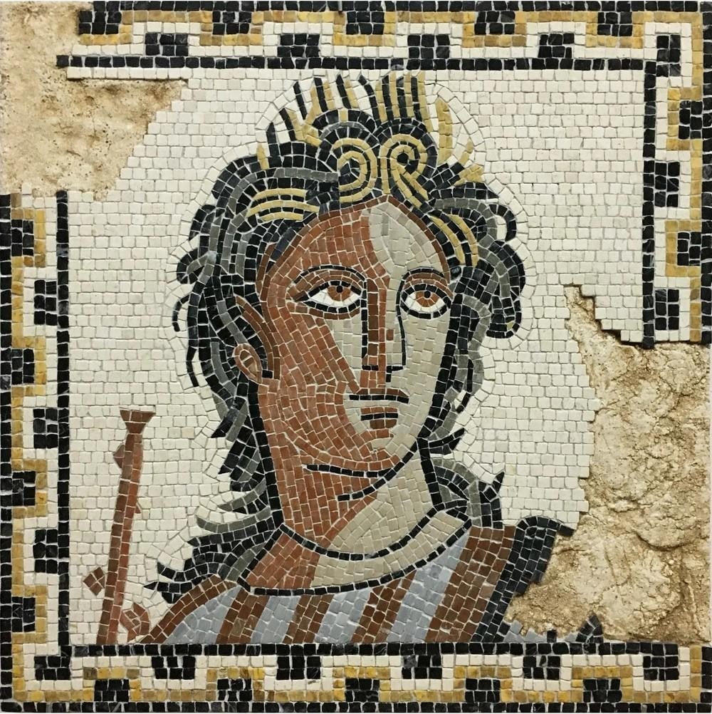Euterpe: Muse of Music Mosaic (Reproduction from Tarragona): Euterpe: Muse of Music Mosaic (Reproduction from Tarragona) This evocative mosaic features Euterpe, the Muse of Music, one of the nine Muses of classical mythology and a symbol of lyrical