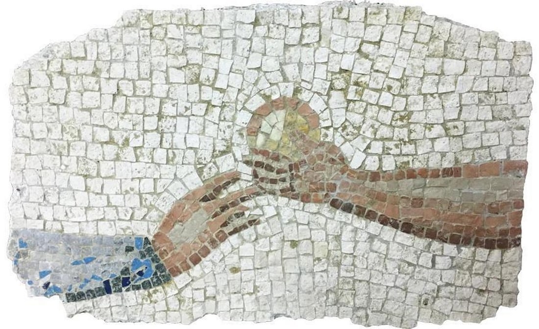 The Golden Apple - Mosaic Fragment: The Golden Apple - Mosaic Fragment The Golden Apple - Mosaic Fragment from the "Mosaico de los Amores" is apart of a wide collection of Mythological Mosaics. This masterpiece is an entirely ha