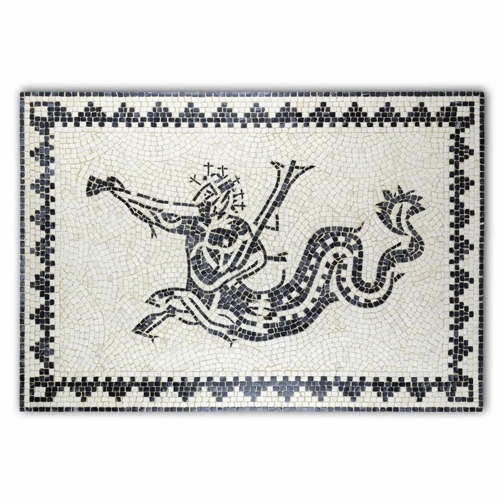 Ichthyocentaur: The Sea-Centaur Mosaic: Ichthyocentaur: The Sea-Centaur Mosaic This captivating mosaic depicts the Ichthyocentaur, a unique mythological sea-god with the upper body of a human, the front lower body of a horse, a fish's