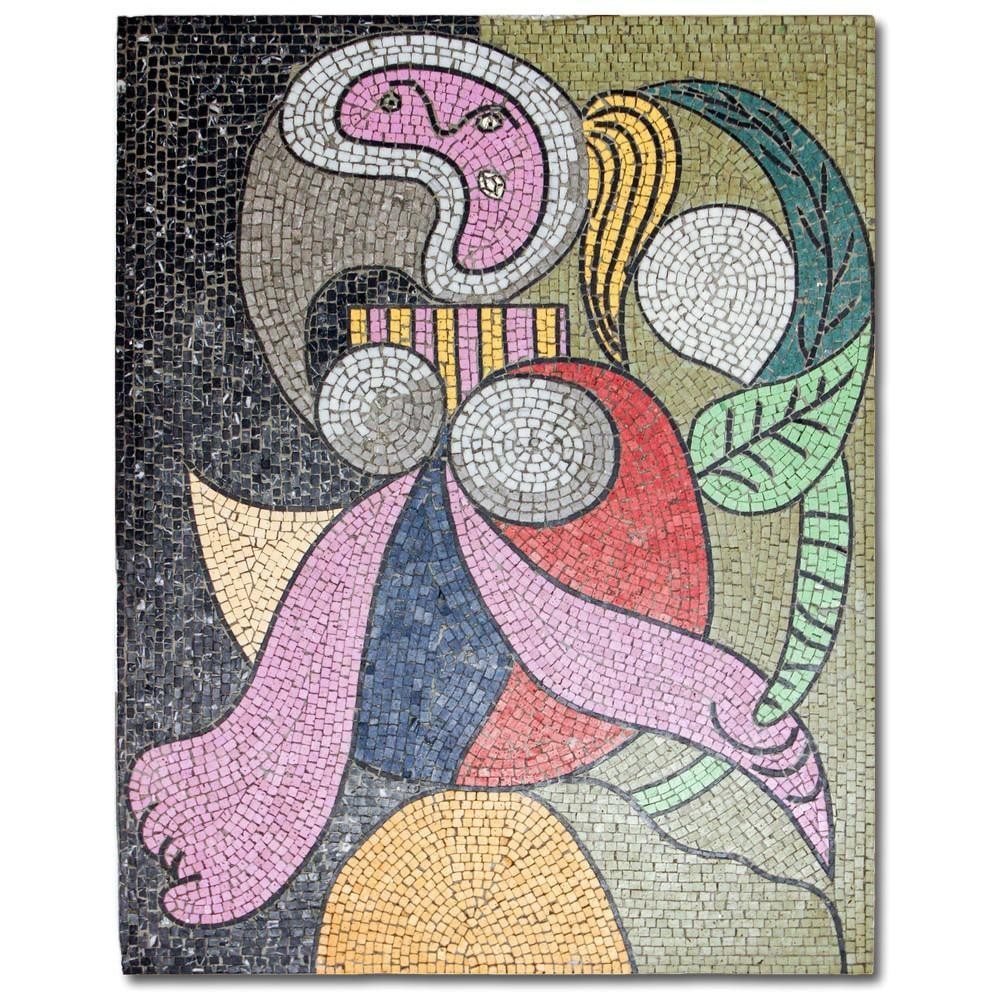The Woman with Flower: Contemporary Mosaic Inspired by Picasso: The Woman with Flower: Contemporary Mosaic Inspired by Picasso This striking mosaic pays homage to Pablo Picasso's iconic style, capturing the essence of The Woman with Flower in vibrant,