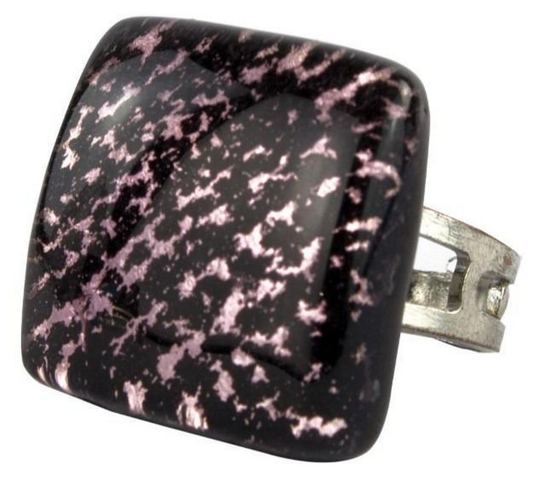 Twilight Purple & Black Murano Glass Ring: Twilight Purple & Black Murano Glass Ring Evoking the mystery of dusk, this Murano glass ring blends deep purple with inky black in a striking mixture of colour. Handcrafted by skilled glassmakers,