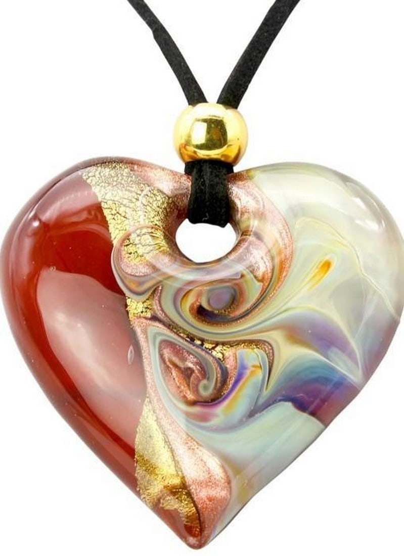 Multicolour Murano Glass Heart Pendant: Multicolour Murano Glass Heart Pendant Bursting with joyful color, this multicolour Murano glass heart pendant is a vibrant expression of Venetian artistry. Handcrafted with layers of richly hued