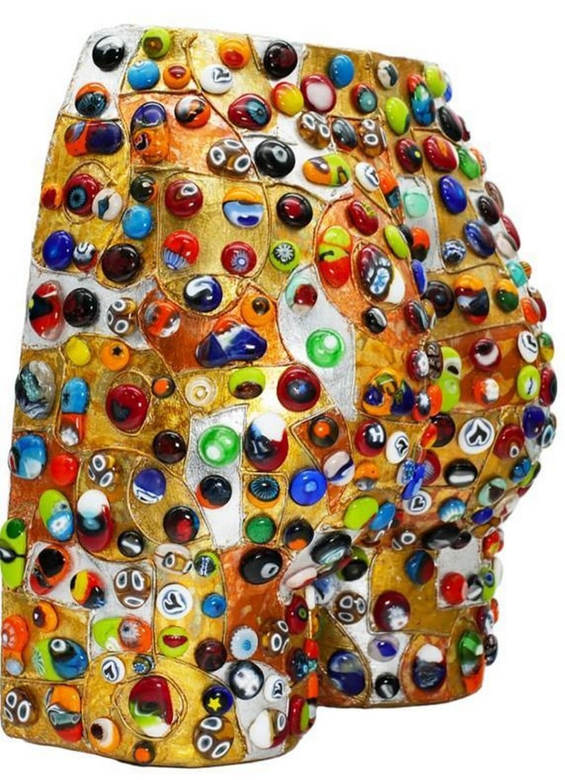 Murano Glass Butt Sculpture: Murano Glass Butt Sculpture Bold and whimsical, this Murano glass butt sculpture blends playful form with refined craftsmanship. Hand-blown using traditional techniques, it features colorful murrine