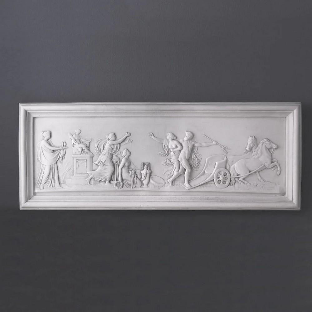 Hades and Persephone Chariot Bas-Relief in Carrara Marble - (5.3lbs): Hades and Persephone Chariot Bas-Relief in Carrara Marble - (5.3lbs) This rectangular bas-relief depicts the dramatic mythological scene of Hades abducting Persephone, rendered in timeless classical s