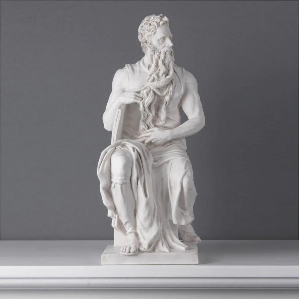 Large White Carrara Marble "Moses" Statue - 17.4lbs: Large White Carrara Marble "Moses" Statue - 17.4lbs "Moses is a prophet in Abrahamic religions. According to the Hebrew Bible, he was a former Egyptian prince who later in life became a re