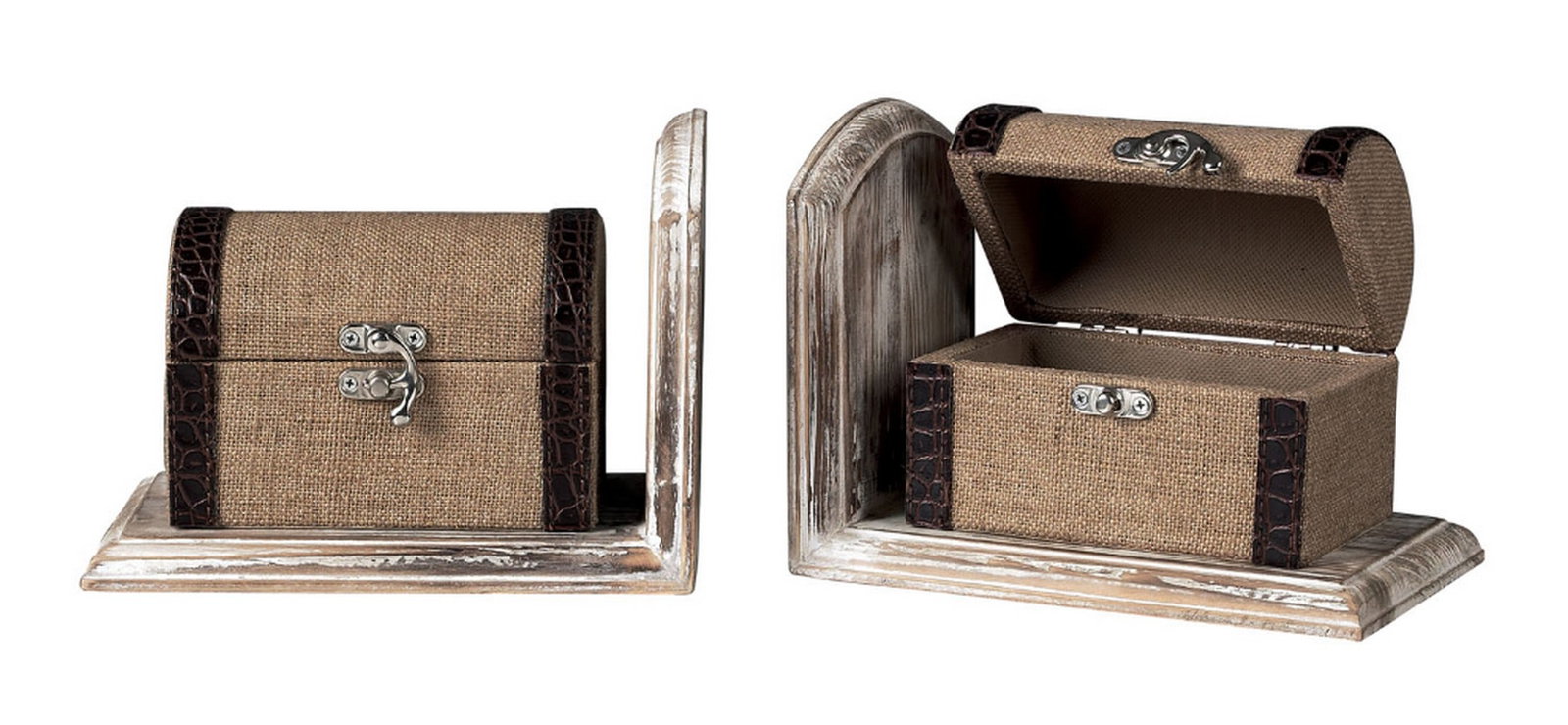 "Traveler's Trunk" Elk Home Collection Bookends: "Traveler's Trunk" Elk Home Collection Bookends Introducing the "Traveler's Trunk" Elk Home Collection Bookends - a masterful blend of vintage inspiration and modern functionality.