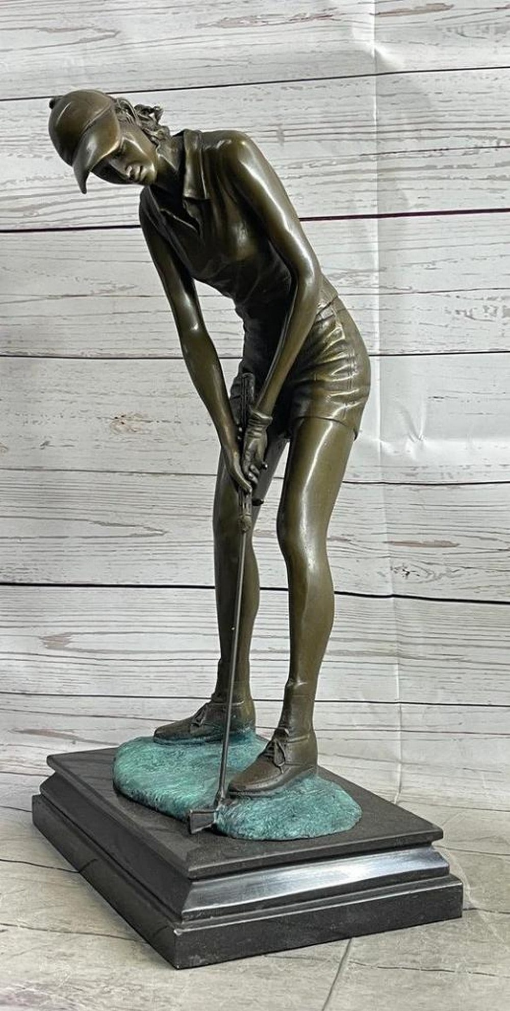 PGA Tour Female Golfer: Milo's Extra Large Inspired Bronze Artwork on Marble Base - 18.5" x 10": PGA Tour Female Golfer: Milo's Extra Large Inspired Bronze Artwork on Marble Base - 18.5" x 10" Presenting an extraordinary bronze sculpture by Milo, titled "PGA Tour Female Golfer: Extra 