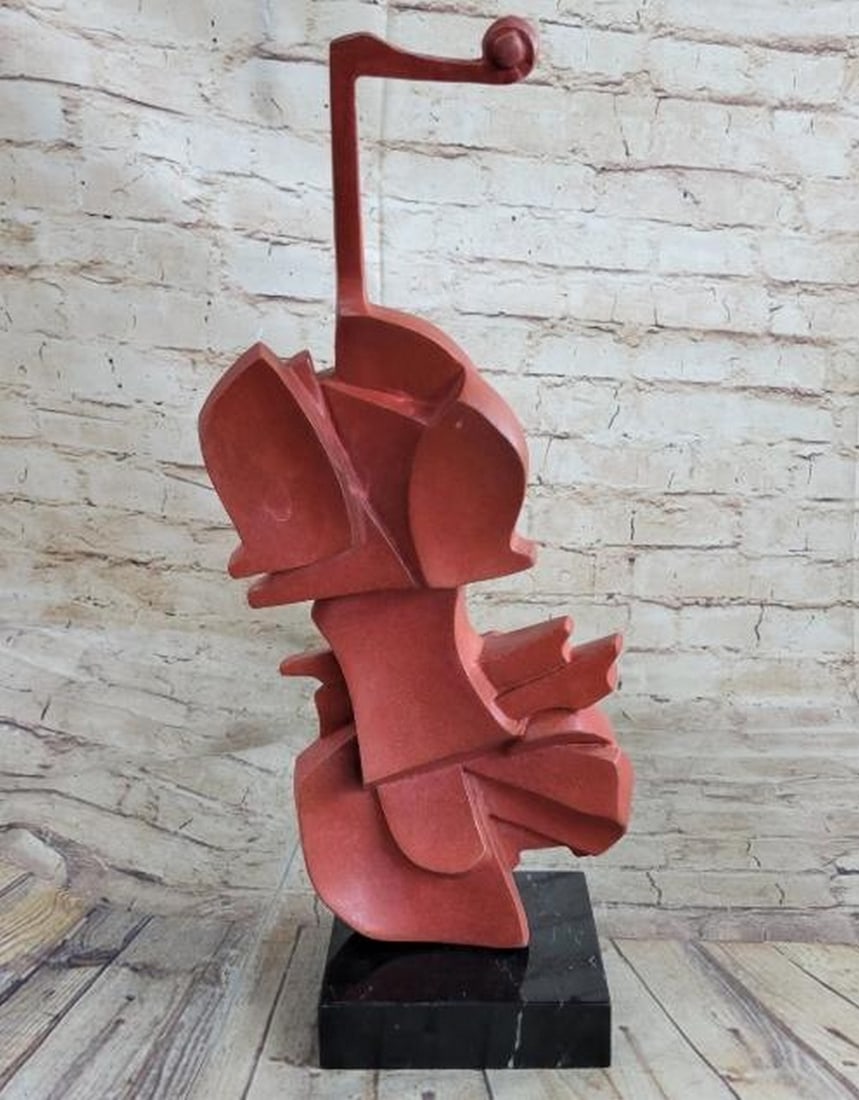 Red Cello Abstract Bronze Sculpture: Red Cello Abstract Bronze Sculpture A bold and imaginative reproduction bronze sculpture inspired by Salvador Dali's surrealist work. This abstract interpretation features a cello form rendered with f