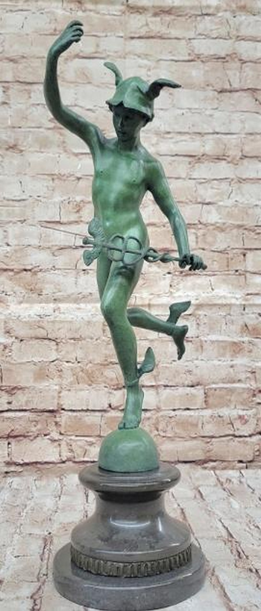 Flying Mercury Reproduction Bronze Sculpture: Flying Mercury Reproduction Bronze Sculpture A masterful reproduction of Giambologna's iconic Flying Mercury, this bronze sculpture captures the Roman messenger god in his most dynamic and graceful po