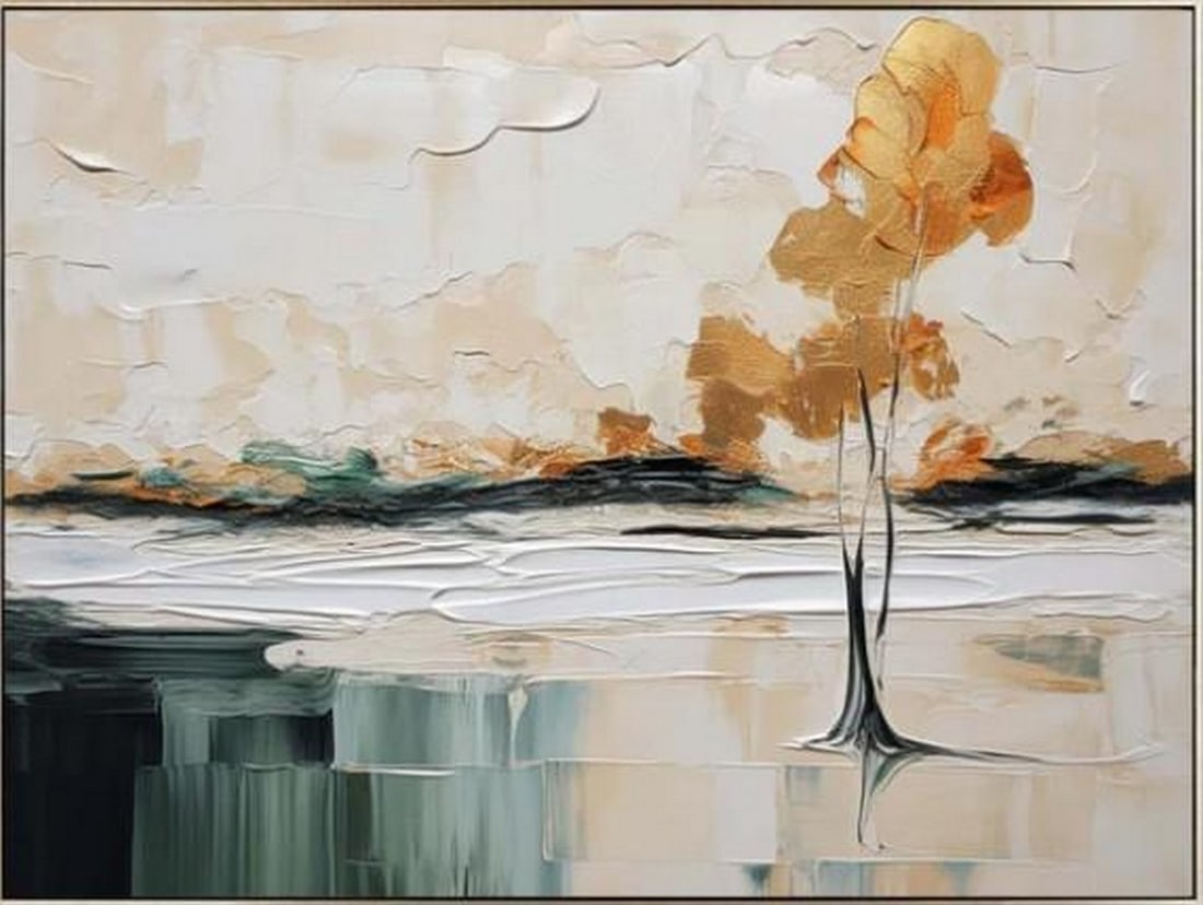 Whispers of Earth: Whispers of Earth Whispers of Earth is a calming abstract landscape rendered in soft, tonal shades of beige, taupe, and warm neutrals. Gentle brushstrokes and layered textures evoke distant horizons, 