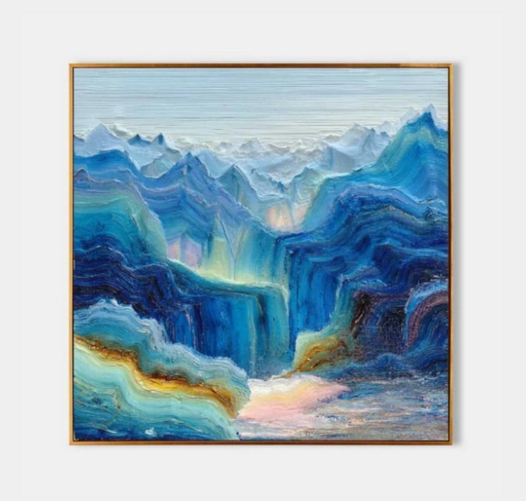 Cloudbound Heights Abstract Landscape Canvas Painting: Cloudbound Heights Abstract Landscape Canvas Painting Immerse yourself in the serene beauty of "Cloudbound Heights," a surreal abstract landscape canvas painting. With flowing layers of teal, 