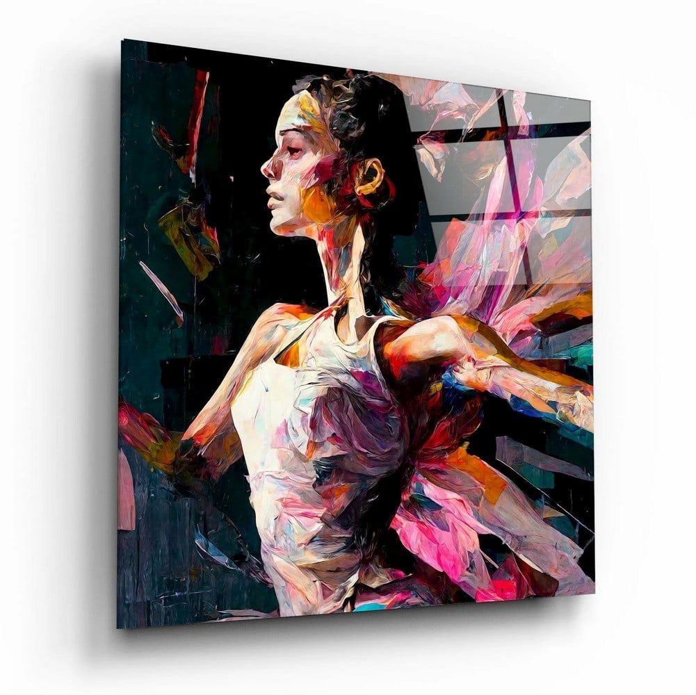 Elegant Ballerina Tempered Glass Wall Art: Elegant Ballerina Tempered Glass Wall Art This tempered glass wall art features a ballerina composition with a graceful and balanced design. The figure is presented in a poised stance, emphasizing mov