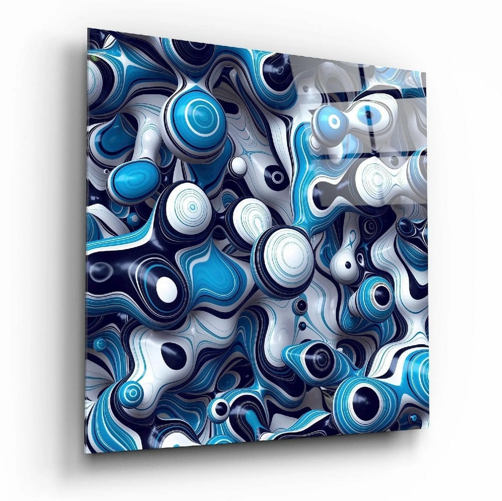 Blue Balls Tempered Glass Wall Art: Blue Balls Tempered Glass Wall Art This tempered glass wall art features a blue-toned abstract composition with a smooth, modern design. The circular forms and clean layout create a simple visual focu