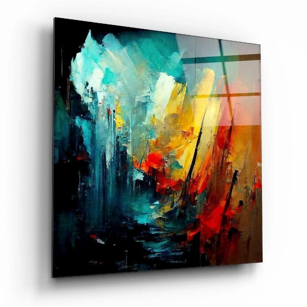 Urban Collapse Inspired Tempered Glass Wall Art: Urban Collapse Inspired Tempered Glass Wall Art This tempered glass wall art features a striking city skyline in silhouette, with fragmented and layered architectural forms inspired by modern urban la