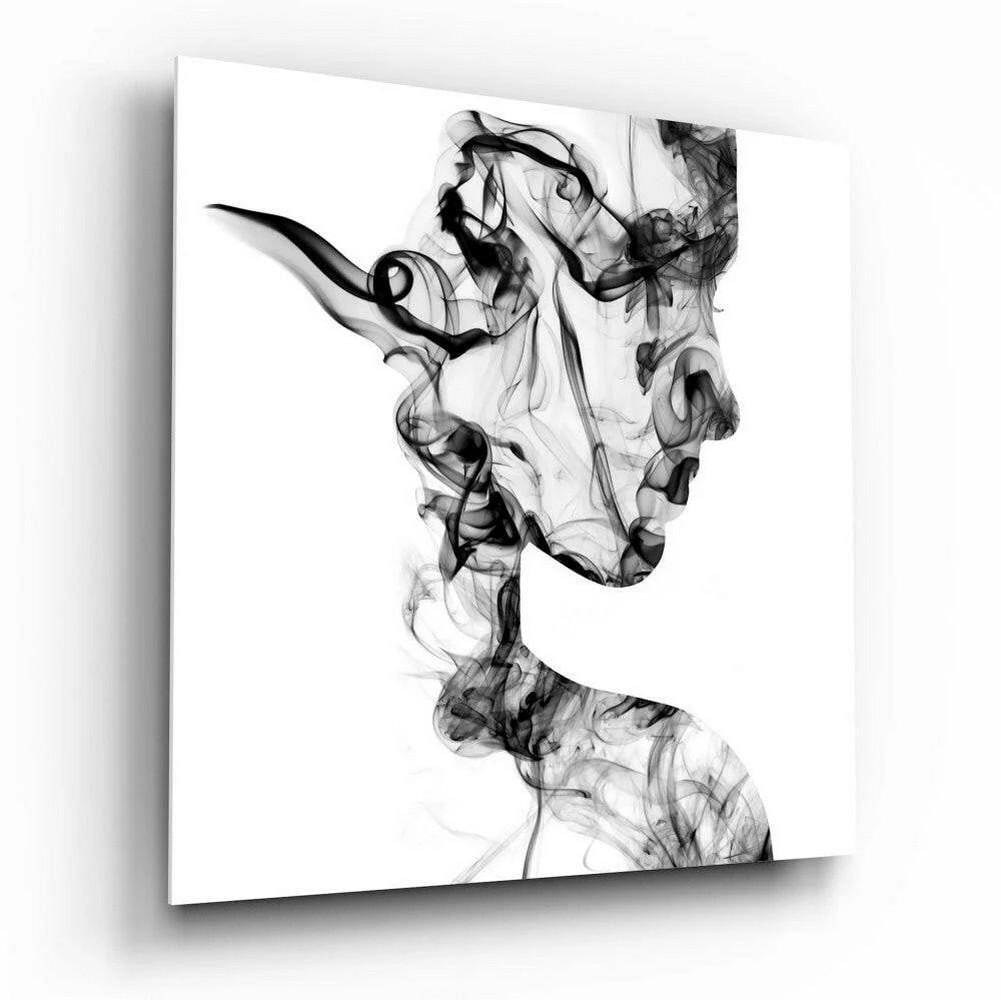 Ethereal Smoke Silhouettes Glass Wall Art: Ethereal Smoke Silhouettes Glass Wall Art This tempered glass wall art features abstract silhouettes formed through soft, smoke-like patterns, creating a sense of movement and fluidity. The