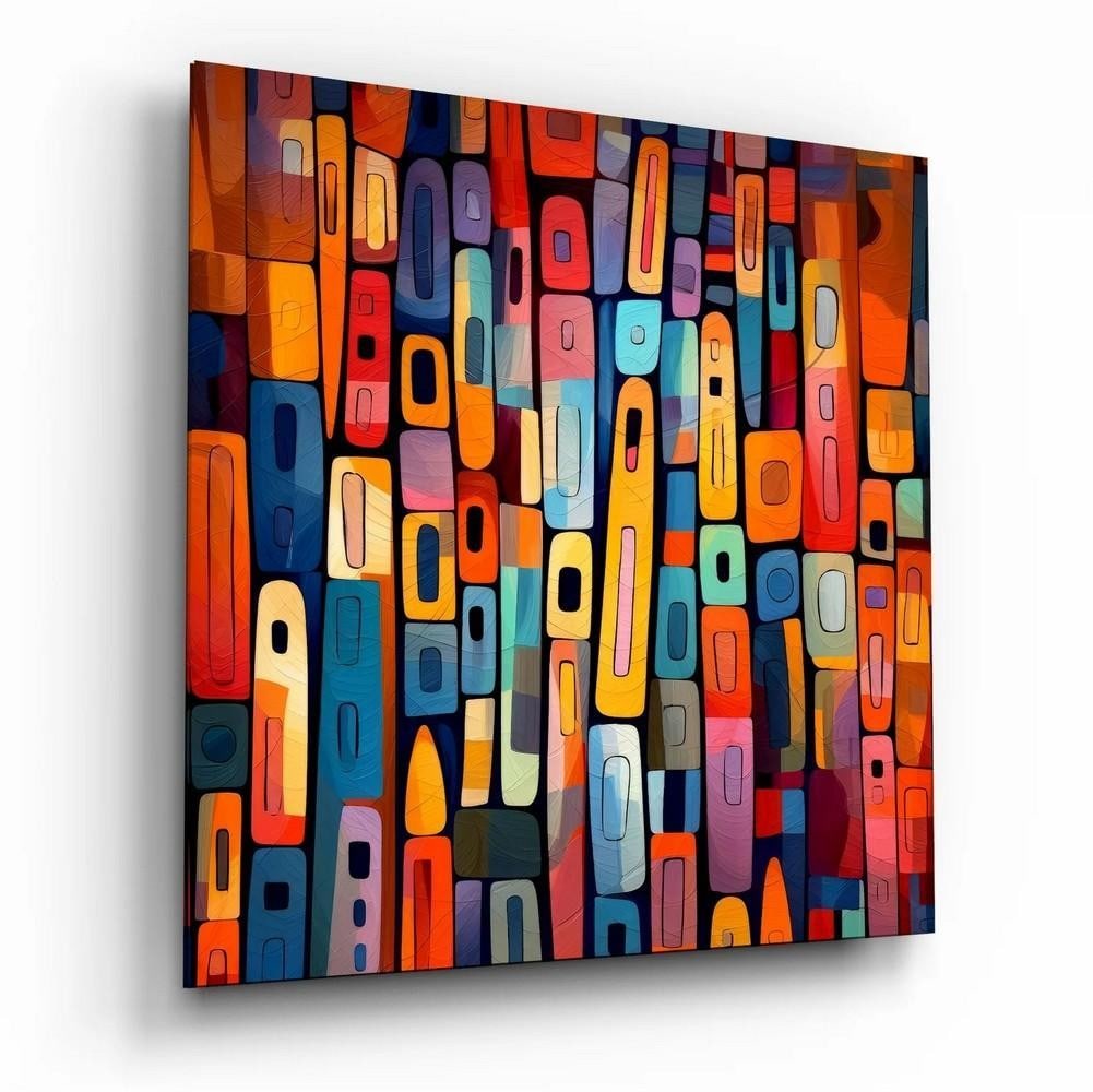 Modern Abstract Tempered Glass Wall Art: Modern Abstract Tempered Glass Wall Art This tempered glass wall art showcases a contemporary abstract composition, combining clean lines, subtle movement, and a balanced use of color. The