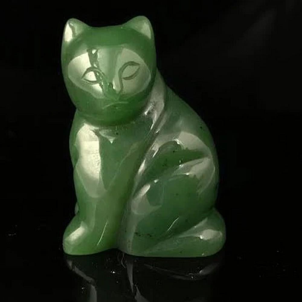 Cat Carving - Sitting - Canadian Nephrite Jade (1 of 2)