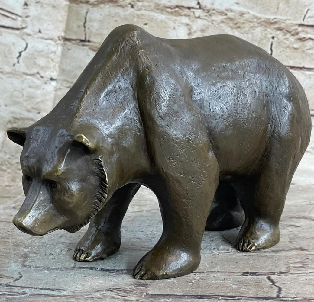 Bronze Sculpture Black Grizzly Bear with Cubs - 6" x 9": Bronze Sculpture Black Grizzly Bear with Cubs - 6" x 9" This exquisite bronze sculpture depicts a black grizzly bear with her cubs, capturing their natural strength, grace, and familial bond. 