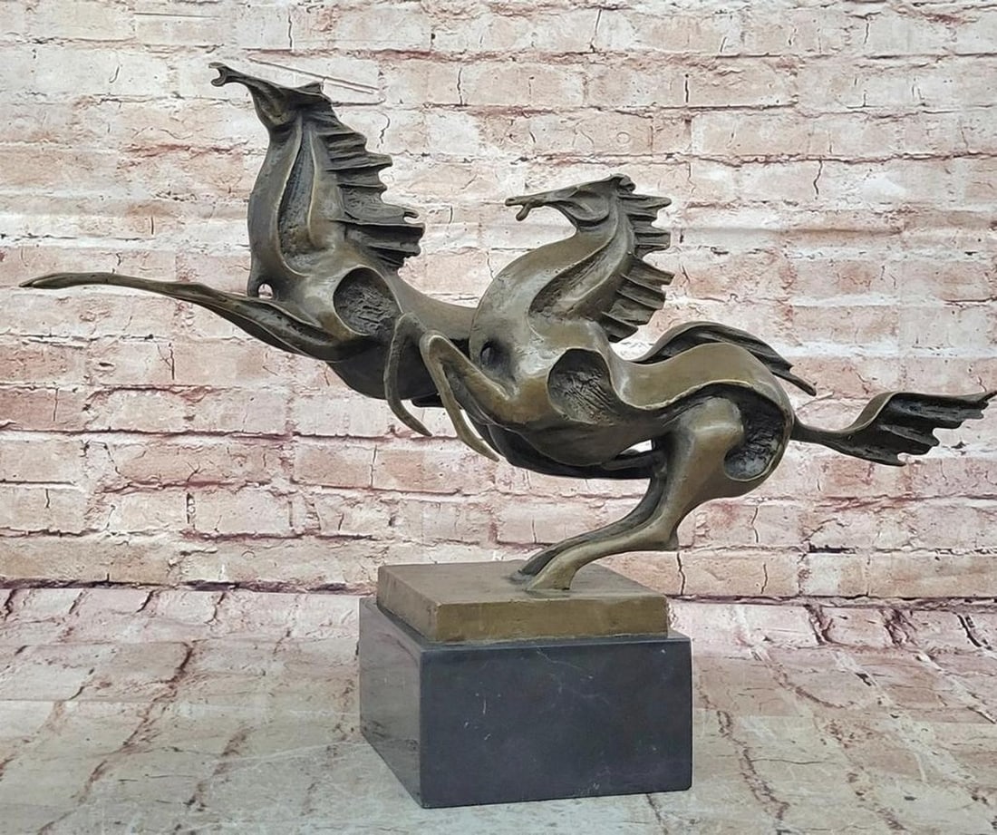 Abstract Galloping Horses Original Bronze Sculpture - 15" x 24": Abstract Galloping Horses Original Bronze Sculpture - 15" x 24" This striking bronze sculpture captures the dynamic motion and power of a galloping horse, crafted by renowned Portuguese artist