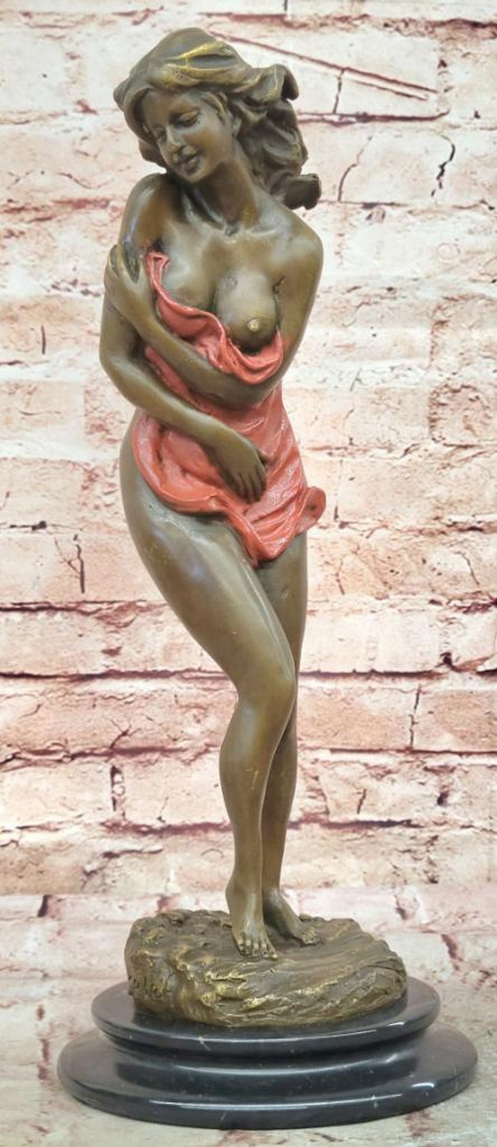 Female Nude Authentic Bronze Sculpture by Aldo Vitaleh - 14.5" x 5.5": Female Nude Authentic Bronze Sculpture by Aldo Vitaleh - 14.5" x 5.5" Unveiling an original bronze sculpture by Aldo Vitaleh, this refined piece presents a tasteful and elegant depiction of th