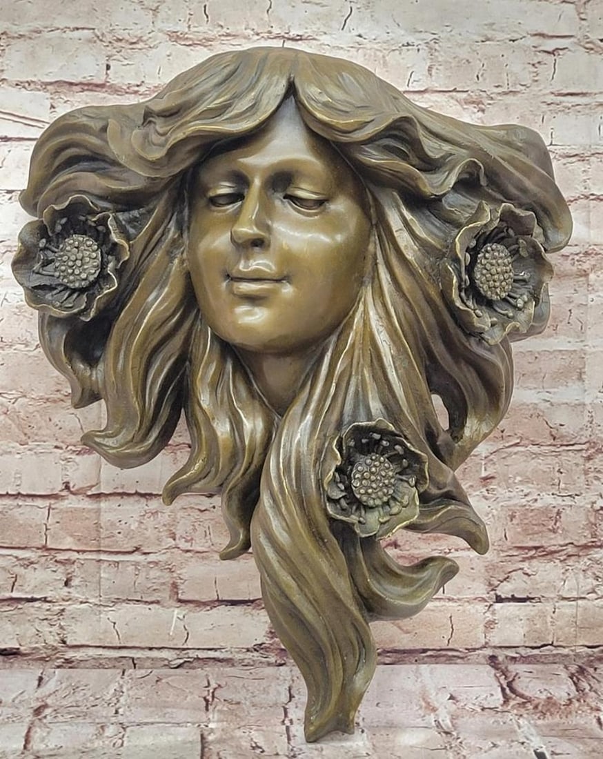 Art Deco Wall-Mounted Bronze Sculpture by Dalou - 18" x 16": Art Deco Wall-Mounted Bronze Sculpture by Dalou - 18" x 16" Unveiling a handmade Art Deco bronze sculpture attributed to Dalou, this striking piece features a graceful female figure rendered w