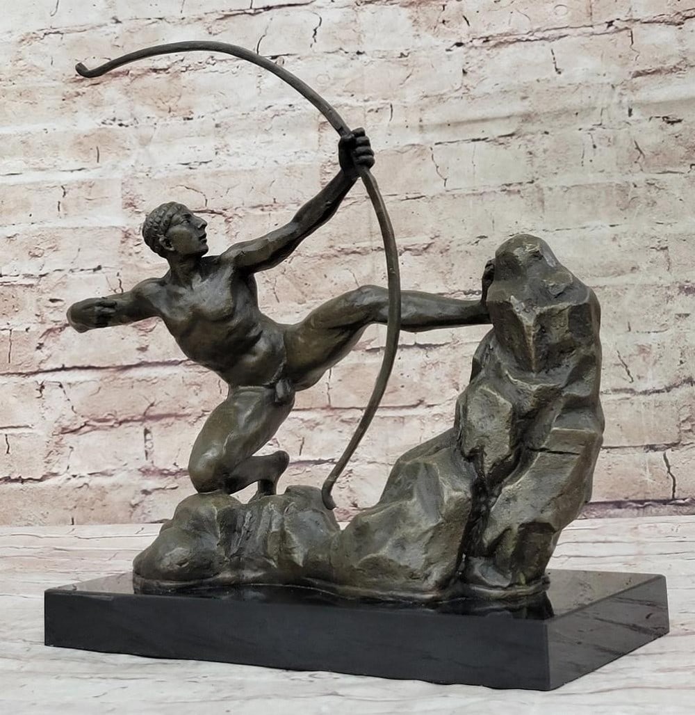 Archer's Precision Bronze Sculpture Inspired by Bourdelle - 12.5" x 14": Archer's Precision Bronze Sculpture Inspired by Bourdelle - 12.5" x 14" This captivating bronze sculpture embodies strength and precision, depicting a powerful archer in mid-action. With his m