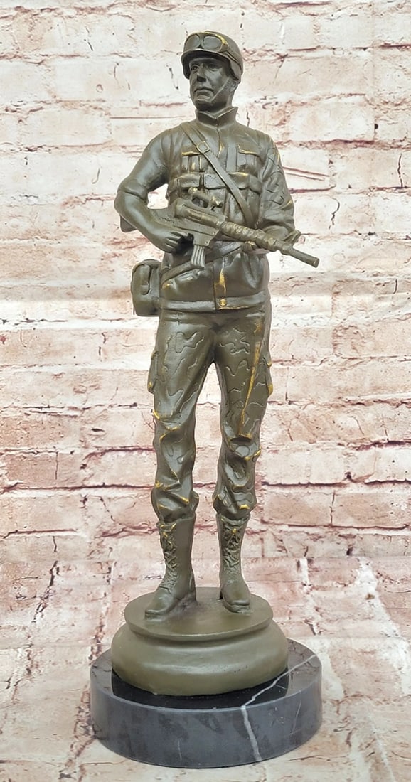 Modern Military Solider Original Bronze Statue - 18" x 6": Modern Military Solider Original Bronze Statue - 18" x 6" This commanding bronze sculpture by artist Fisher honors the strength and dedication of a U.S. soldier, embodying the values of servic