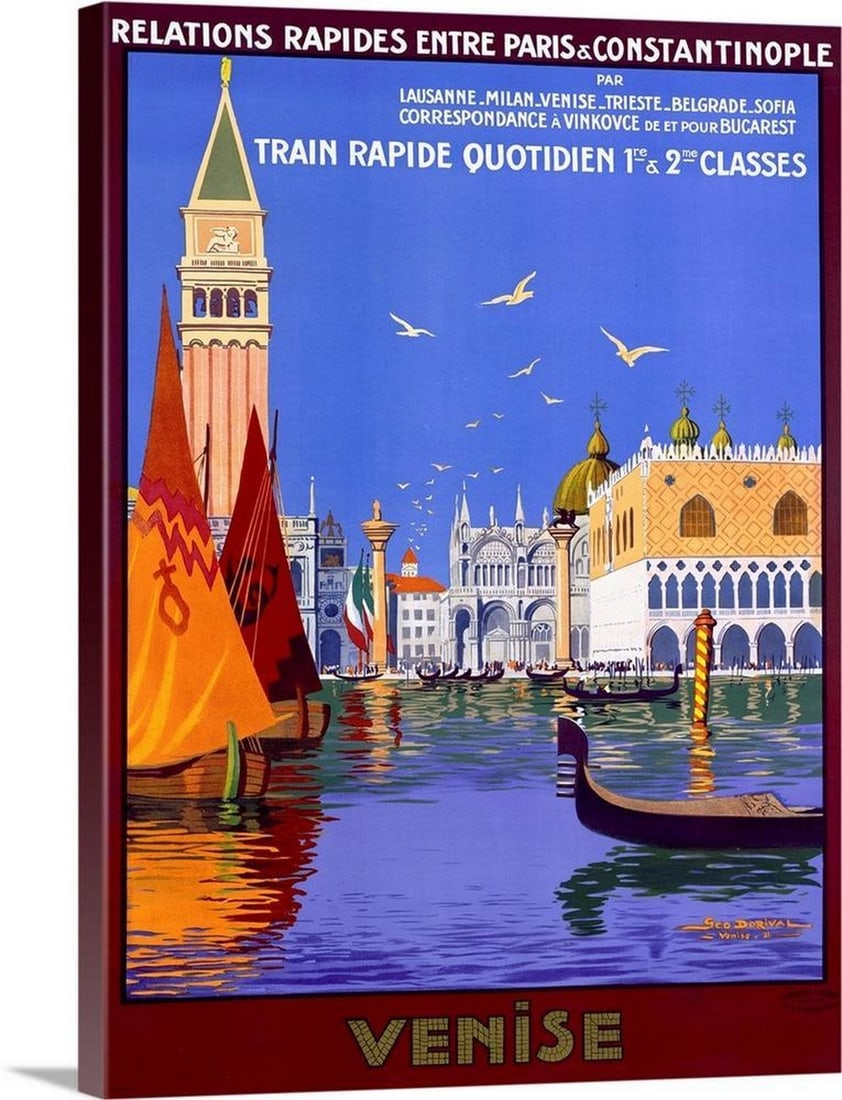 Venise - Vintage Poster Canvas Reproduction by Georges Dorival: Venise - Vintage Poster Canvas Reproduction by Georges Dorival Capture the romance and charm of Venice with Venise, a vintage poster by Georges Dorival. This classic artwork beautifully showcases the 