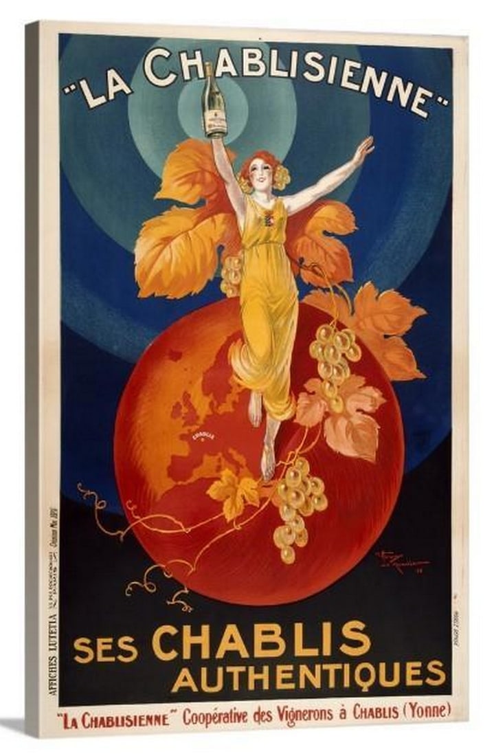 La Chablisienne Vintage Advertising Poster Stretched Canvas Print: La Chablisienne Vintage Advertising Poster Stretched Canvas Print Bring a touch of French charm to your walls with this stretched canvas print of the vintage La Chablisienne advertising poster. Featur