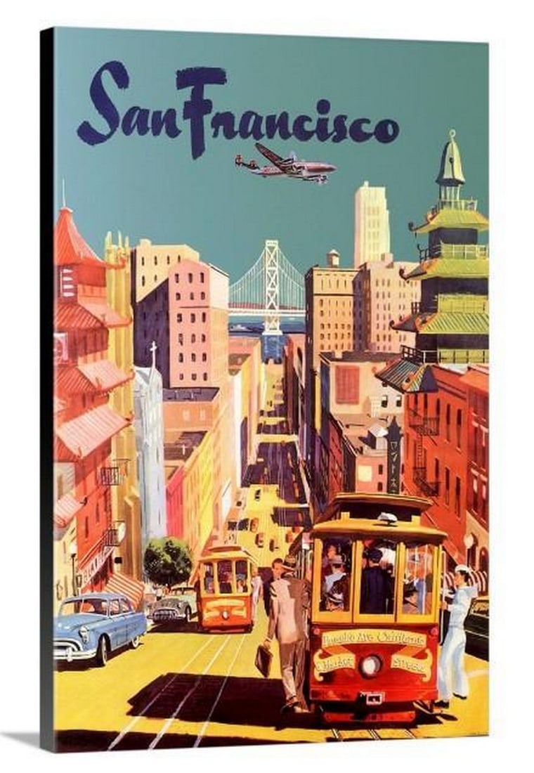 San Francisco Cityscape Stretched Canvas Print: San Francisco Cityscape Stretched Canvas Print Bring the charm and beauty of San Francisco into your space with this stunning stretched canvas print. Featuring an eye-catching view of the city's iconi