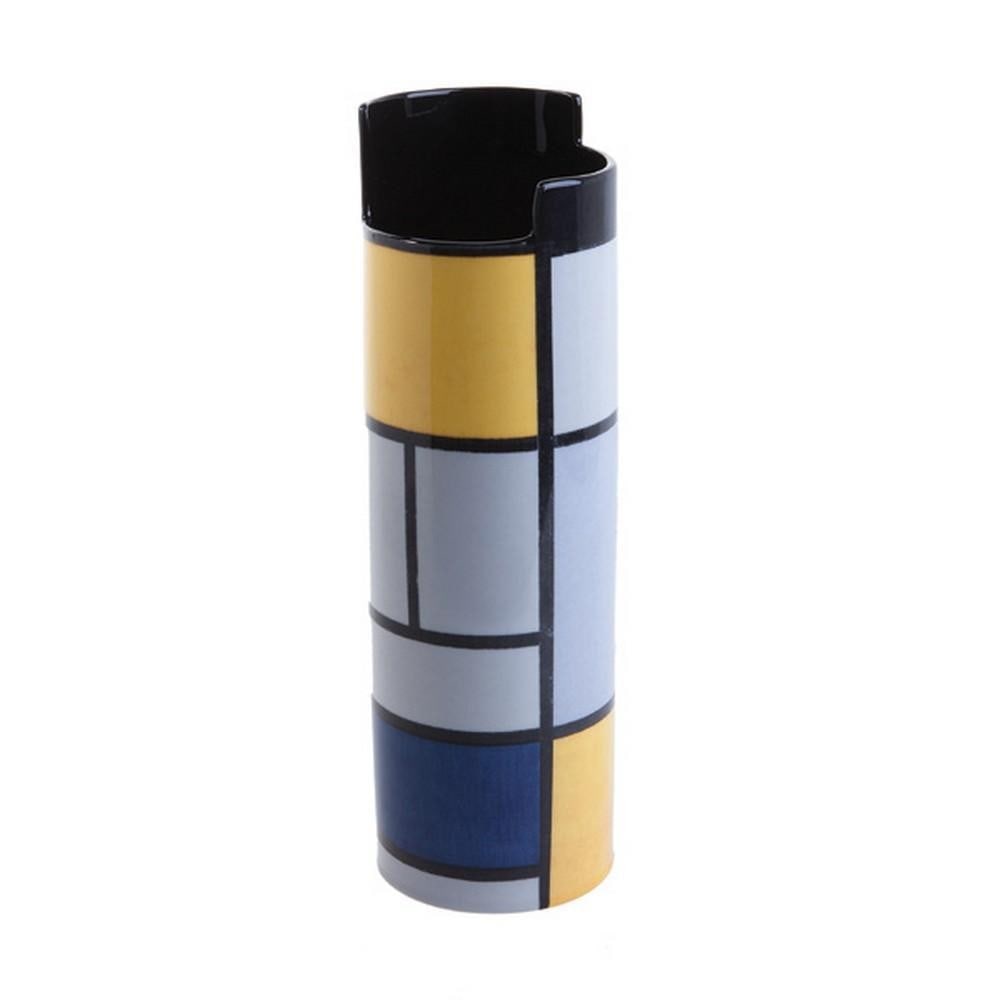 Composition with Large Red Plane Porcelain Vase: Composition with Large Red Plane Porcelain Vase This porcelain vase is decorated with a geometric abstract design of bold straight lines and blocks of primary colours-red, yellow, and blue-balanced wi