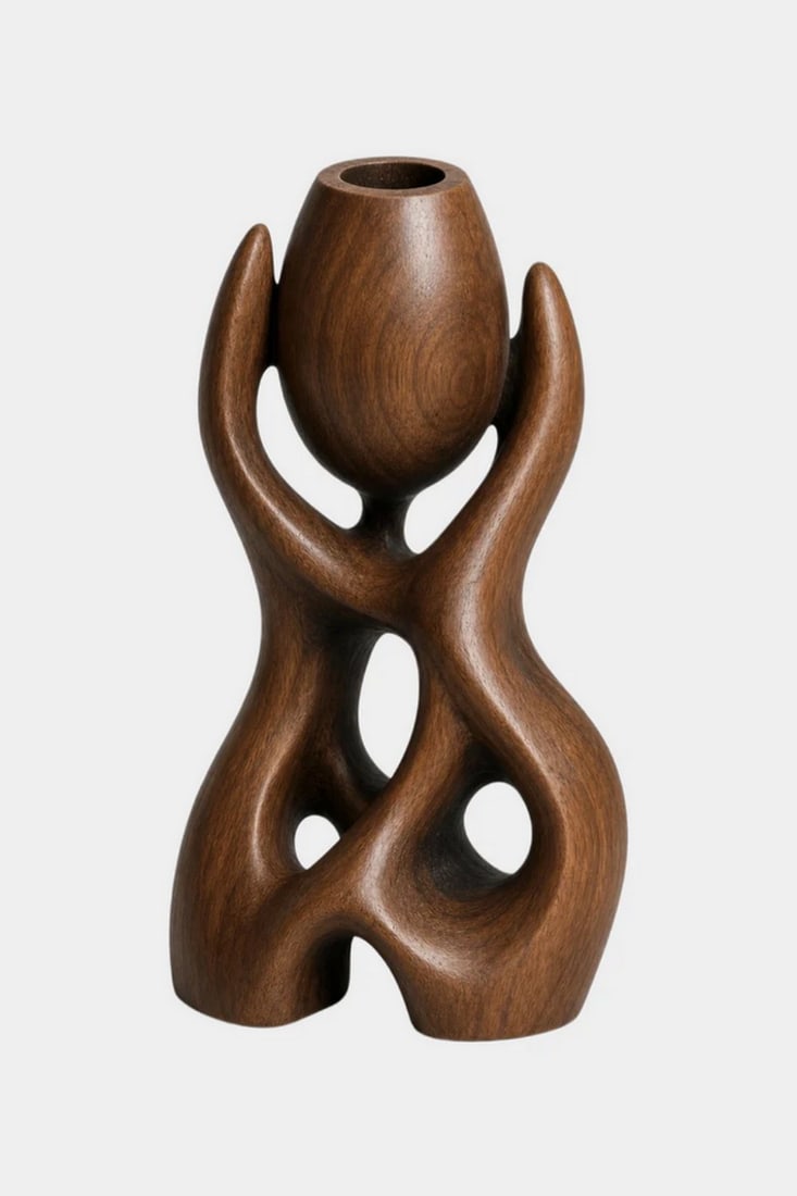'Organic Interlock Form'' - Contemporary Wooden Sculptural Vase (1 of 3)